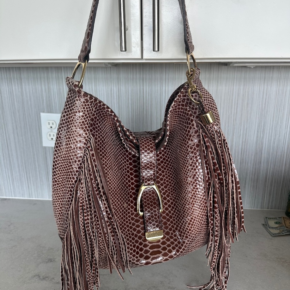 G.I.L.I fringe leather textured snake python